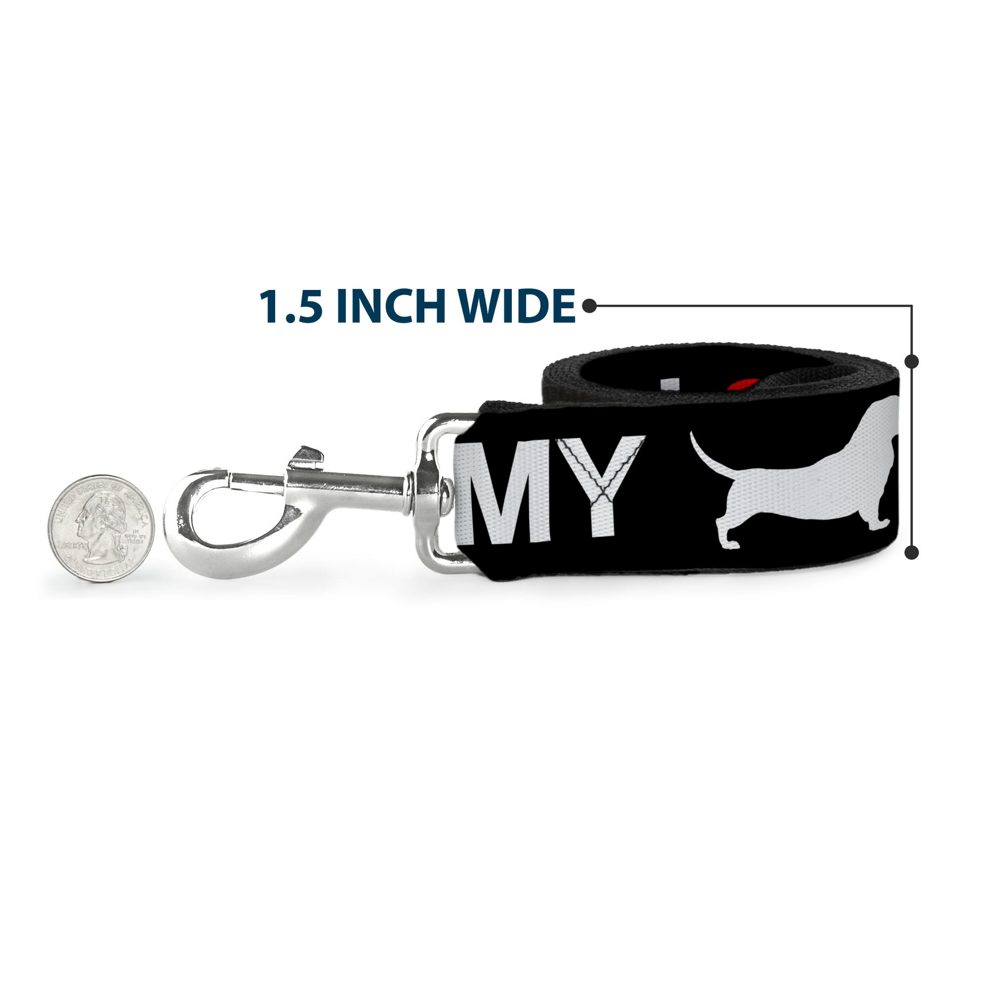 Dog Leash - I "HEART" MY "WIENER" Dog Silhouette Black/White/Red Dog Leashes Buckle-Down