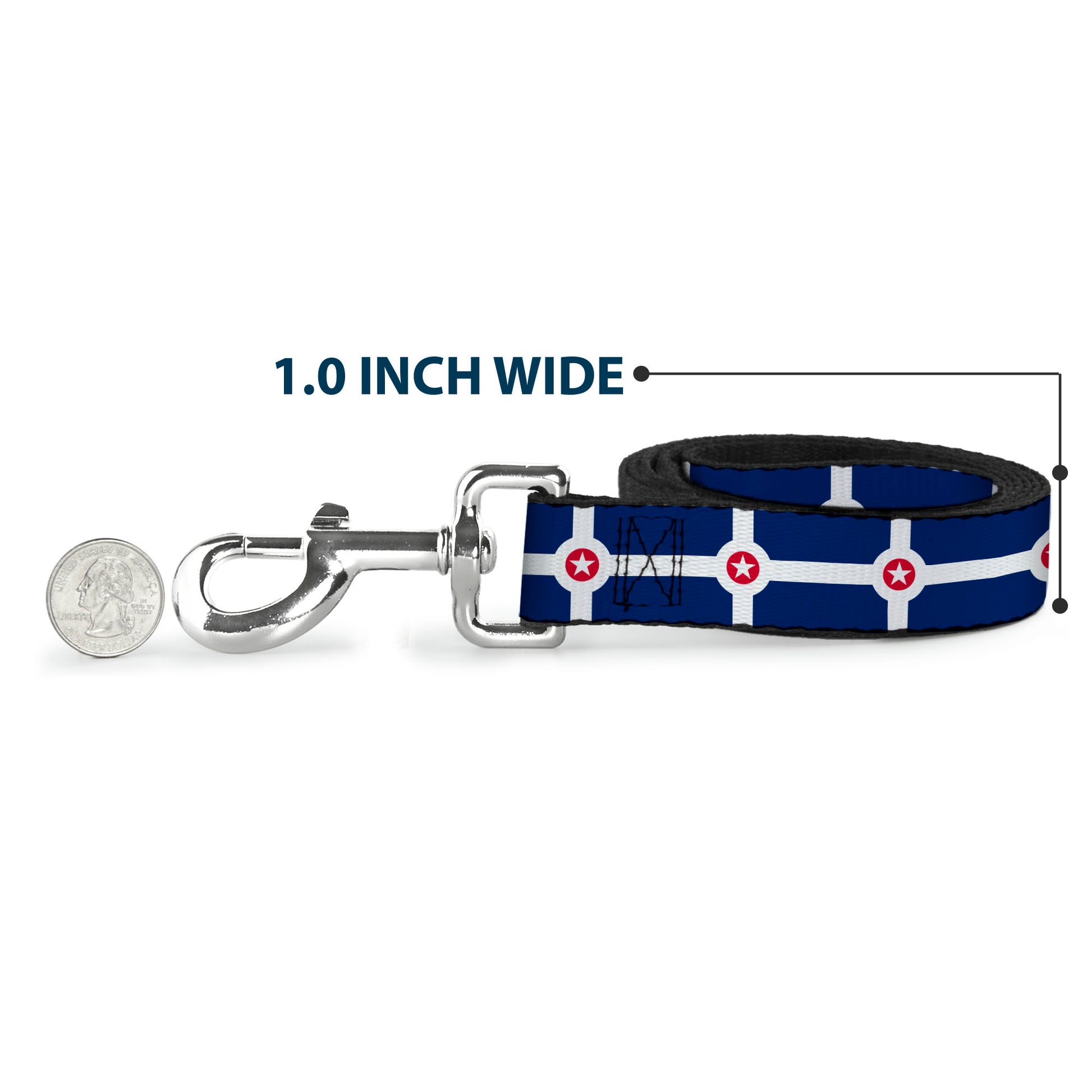 Dog Leash - Indianapolis Flag Navy Blue/White/Red Dog Leashes Buckle-Down