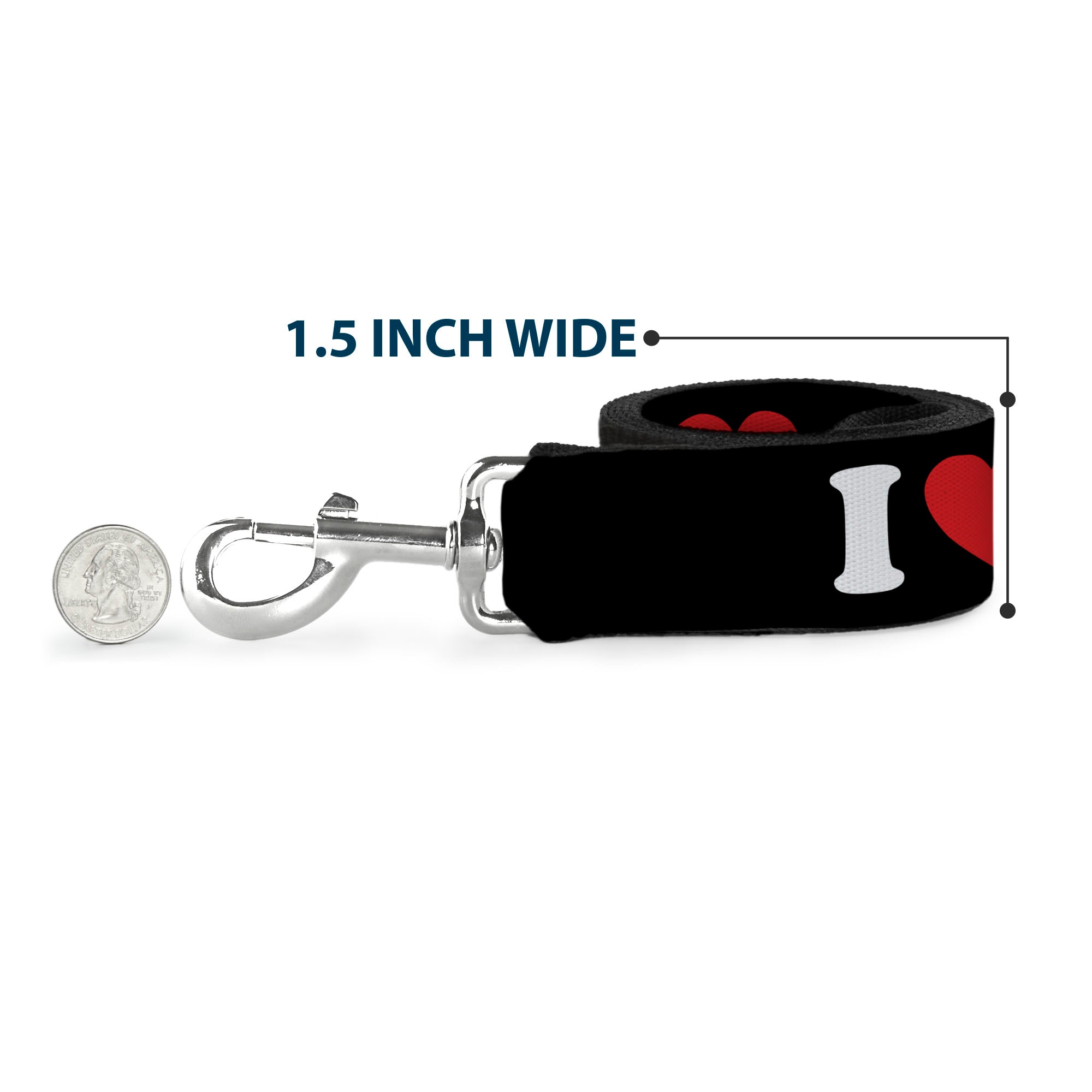Dog Leash - I "HEART" MILFS Black/White/Red Dog Leashes Buckle-Down