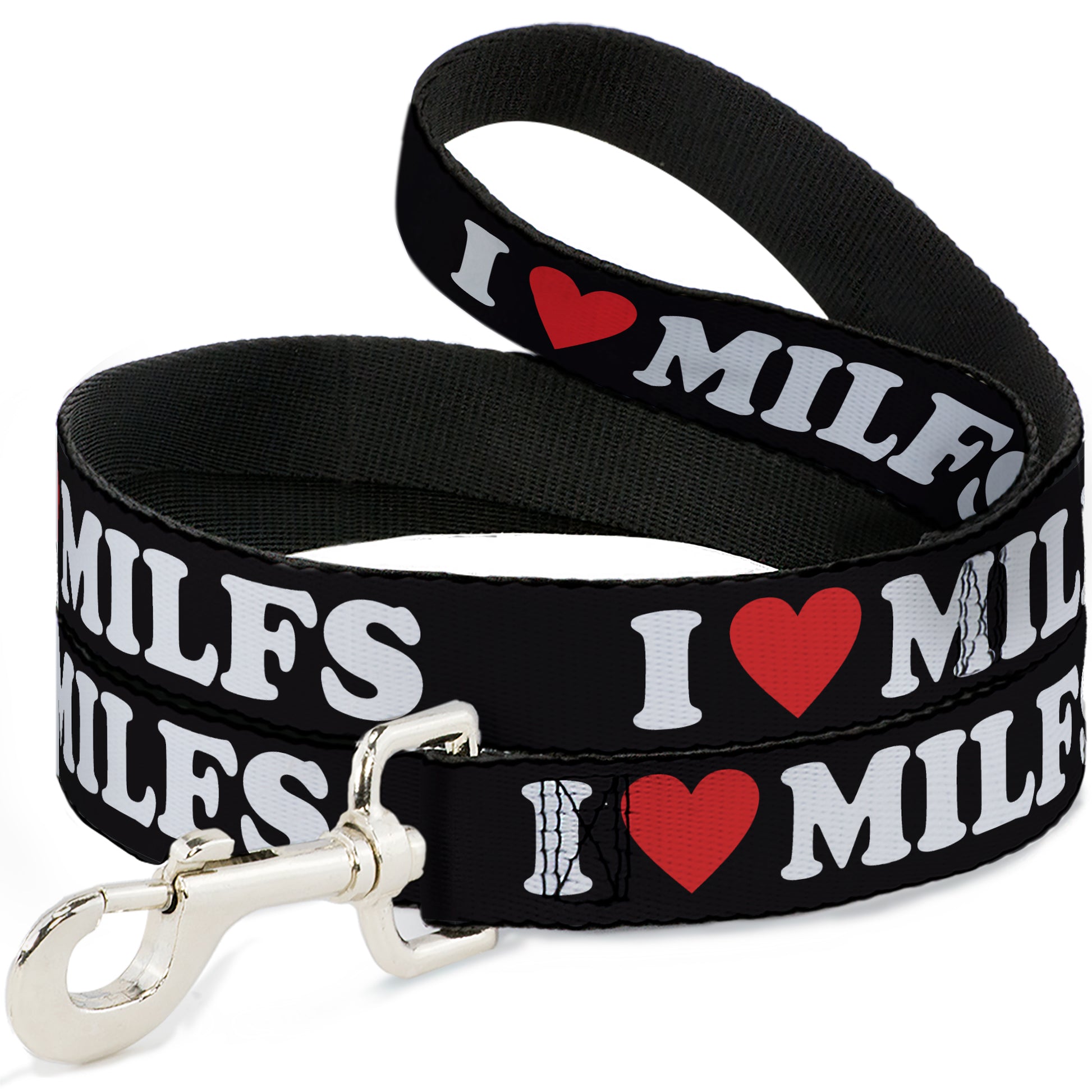 Dog Leash - I "HEART" MILFS Black/White/Red Dog Leashes Buckle-Down