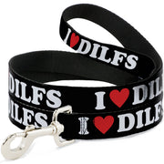 Dog Leash - I "HEART" DILFS Black/White/Red Dog Leashes Buckle-Down