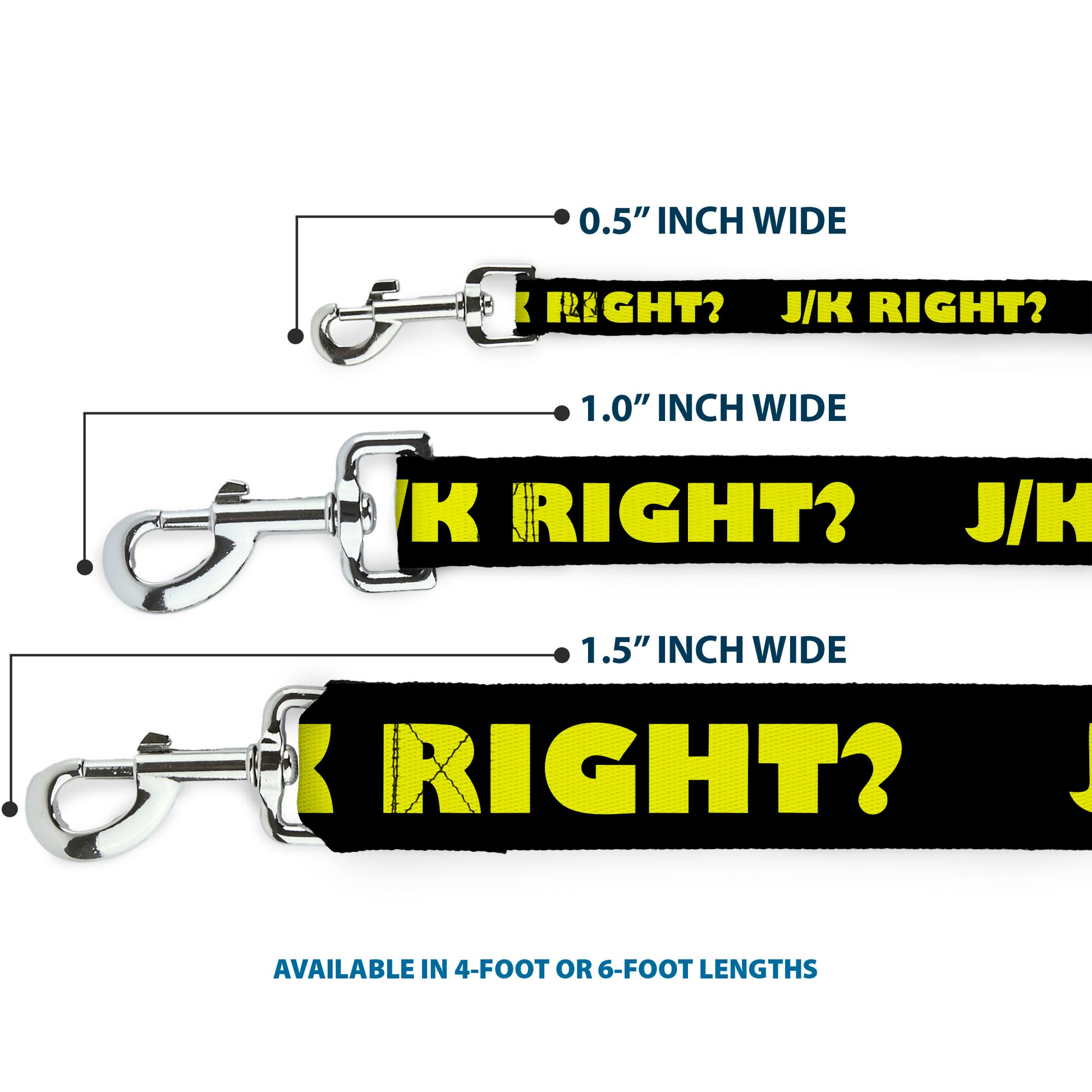 Dog Leash - J/K RIGHT? Black/Yellow Dog Leashes Buckle-Down