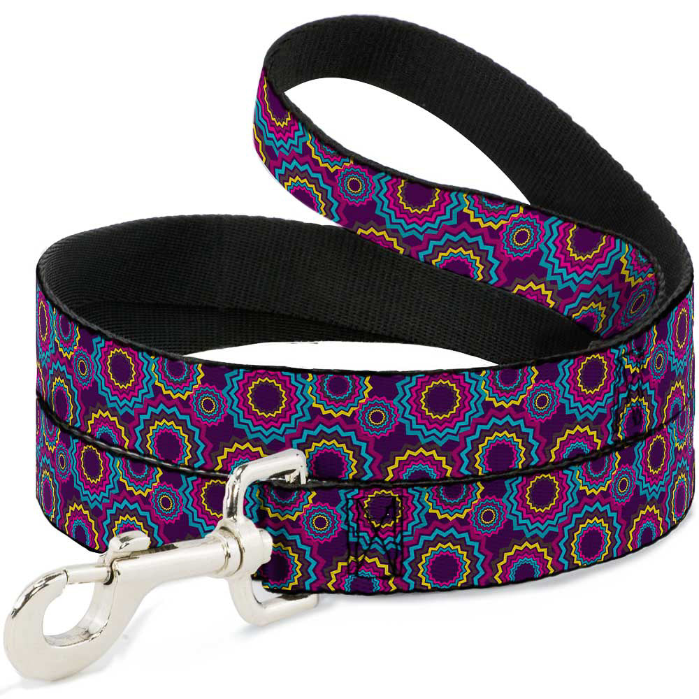 Dog Leash - Jagged Rings Purples/Blues/Yellow Dog Leashes Buckle-Down