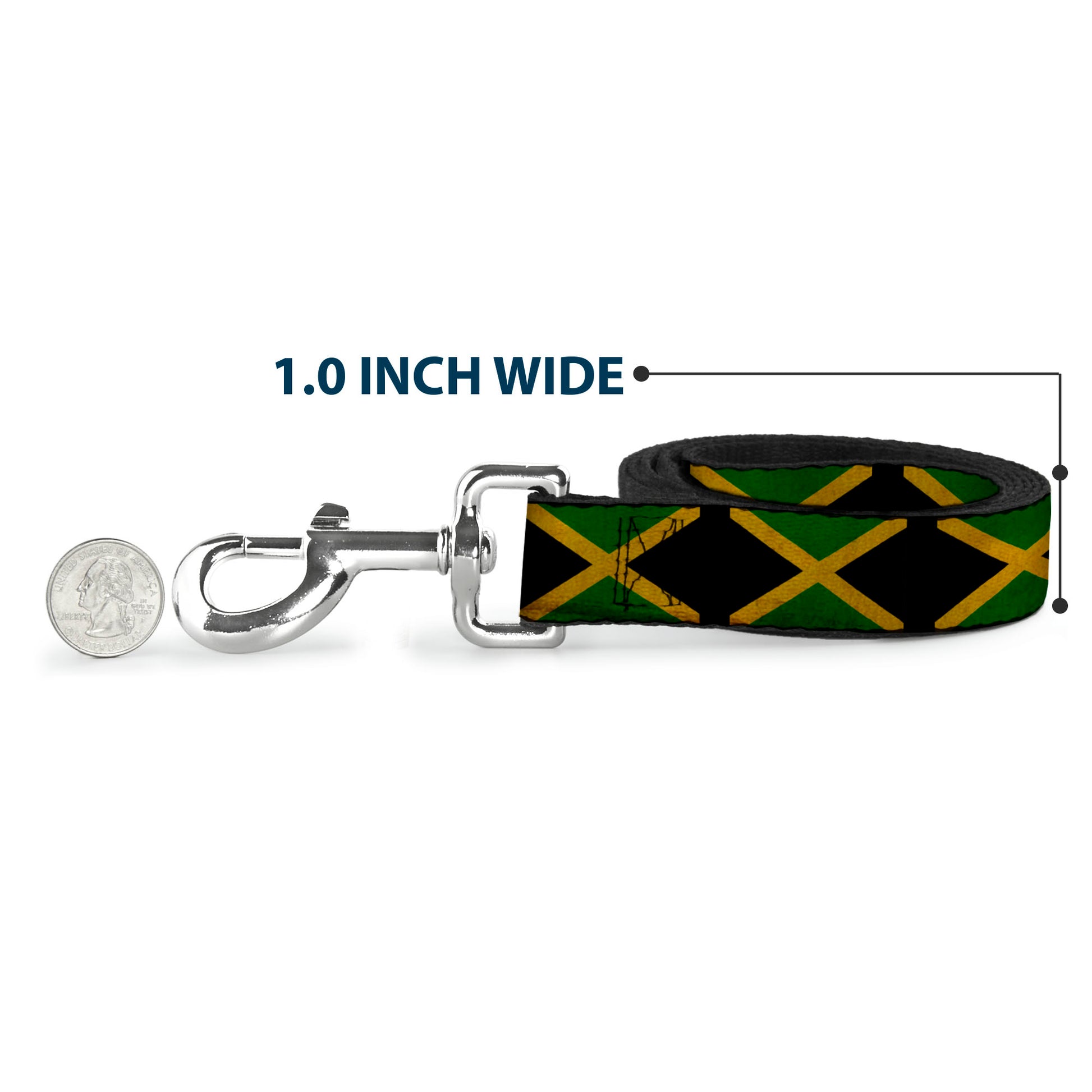 Dog Leash - Jamaica Flags Vintage Black Dog Leashes Buckle-Down