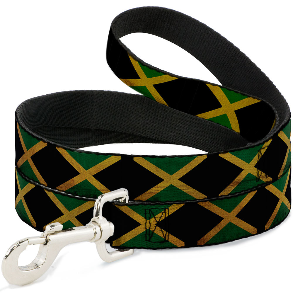 Dog Leash - Jamaica Flags Vintage Black Dog Leashes Buckle-Down