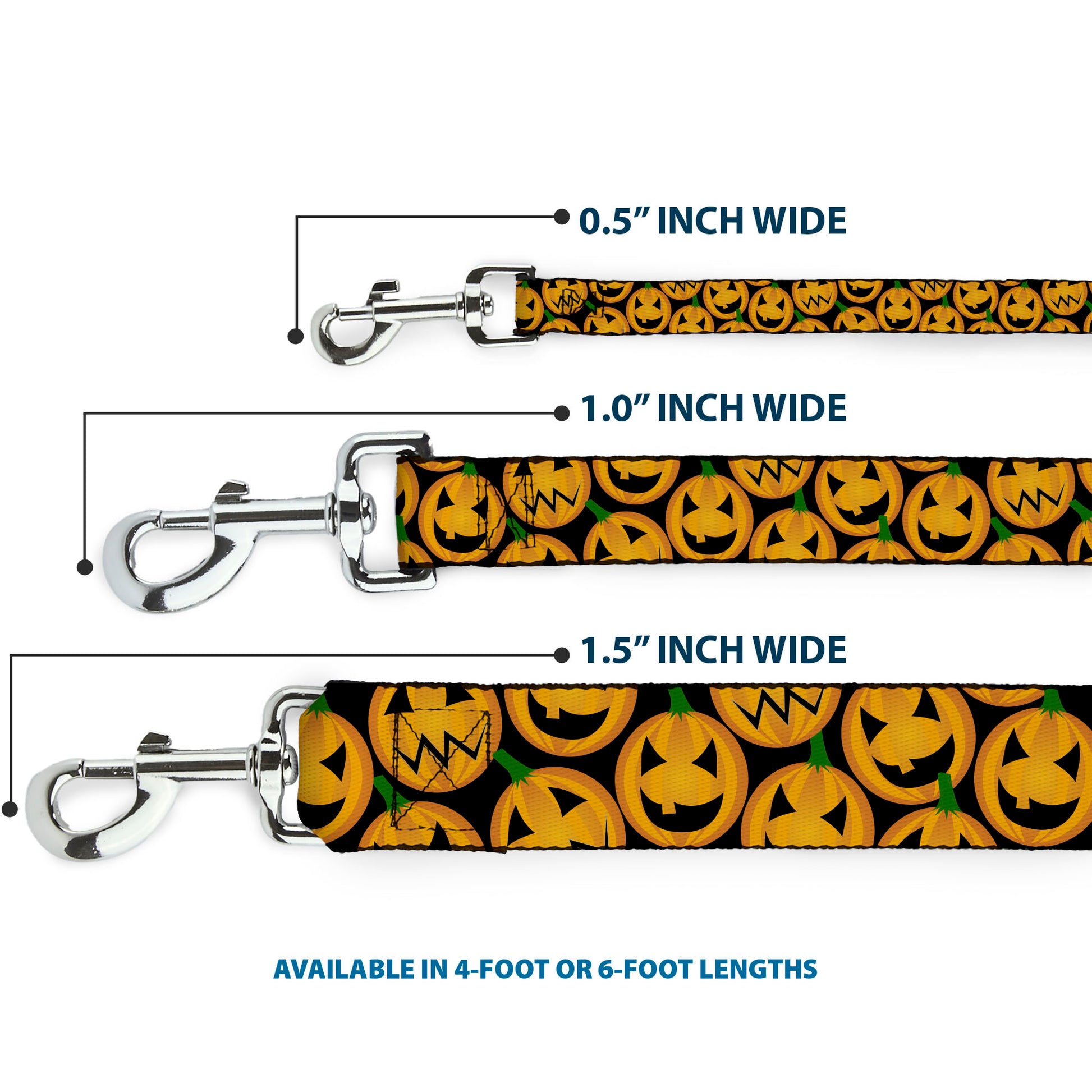 Dog Leash - Jack-o'-Lantern Collage Black Dog Leashes Buckle-Down