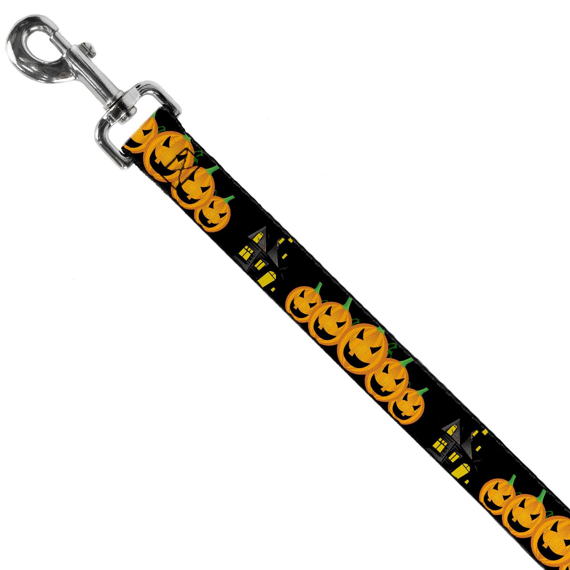 Dog Leash - Jack-o'-Lanterns/Haunted House Black/Yellow Dog Leashes Buckle-Down