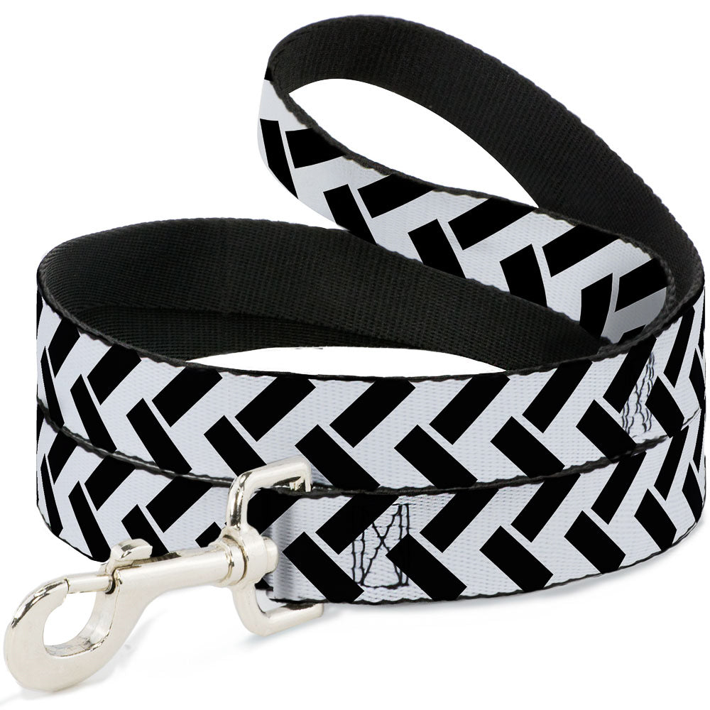 Dog Leash - Jagged Chevron White/Black Dog Leashes Buckle-Down