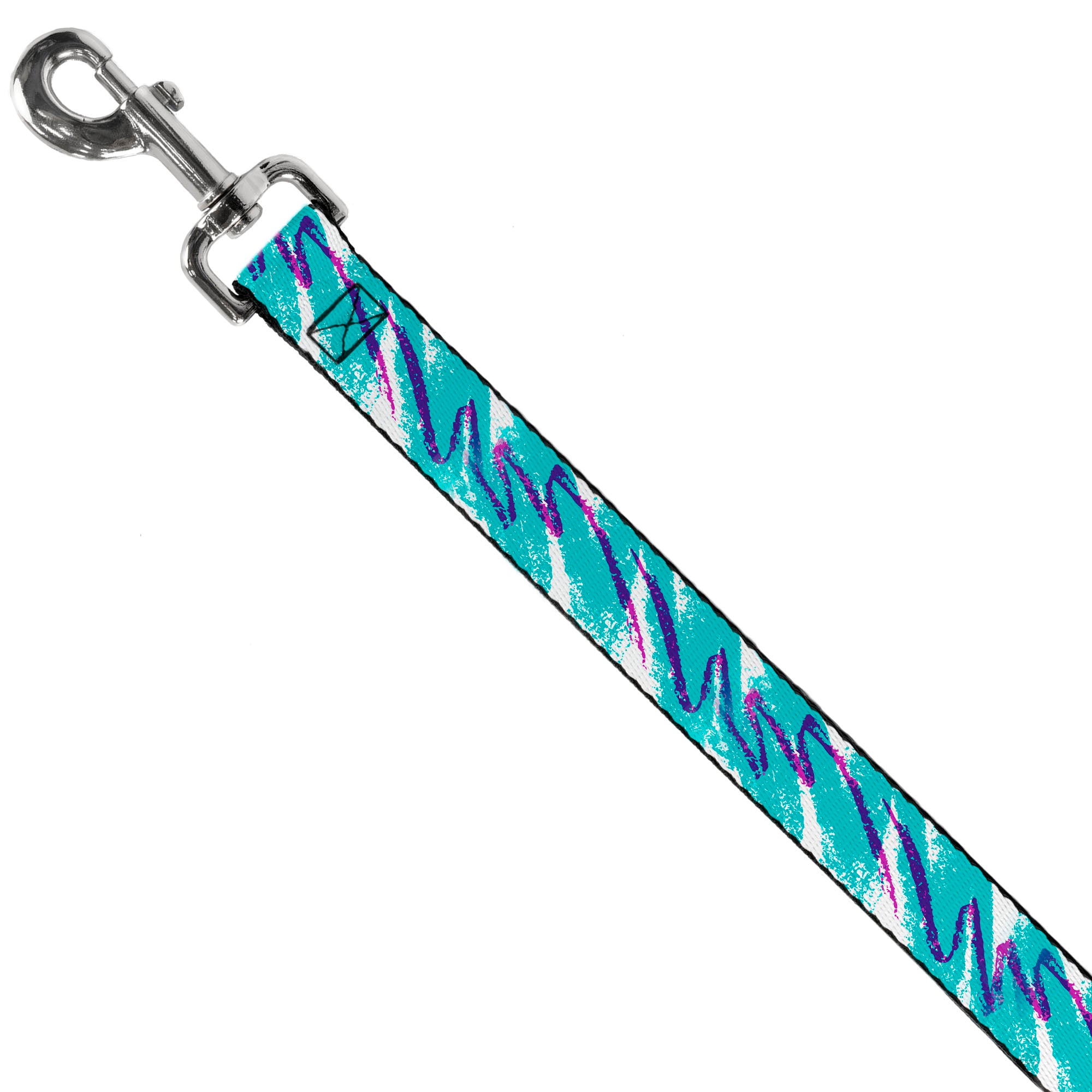 Dog Leash - Jazzy Wave Scribble White/Teal/Purple Dog Leashes Buckle-Down
