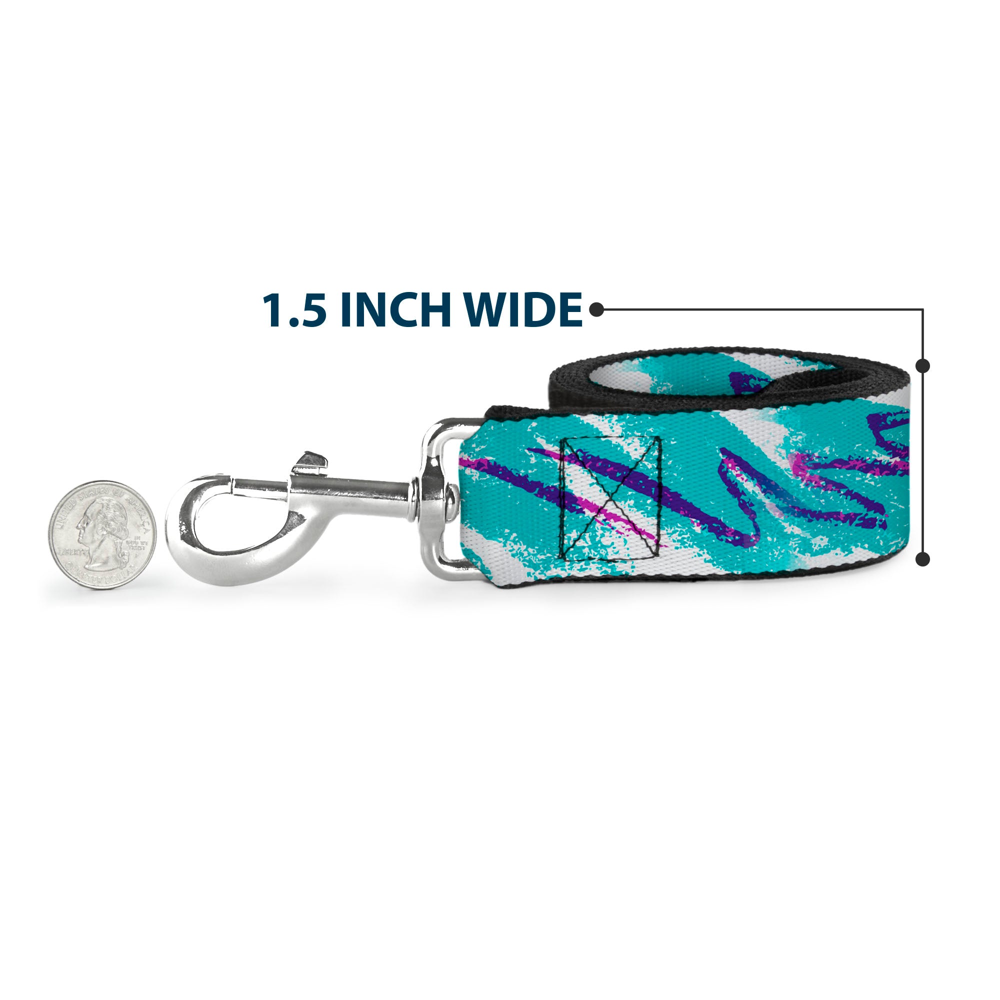 Dog Leash - Jazzy Wave Scribble White/Teal/Purple Dog Leashes Buckle-Down