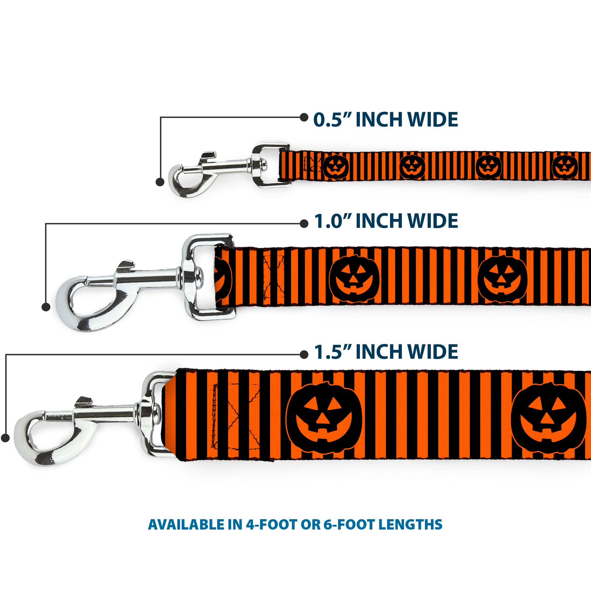Dog Leash - Jack-o'-Lantern Pumpkin Stripe Orange/Black Dog Leashes Buckle-Down