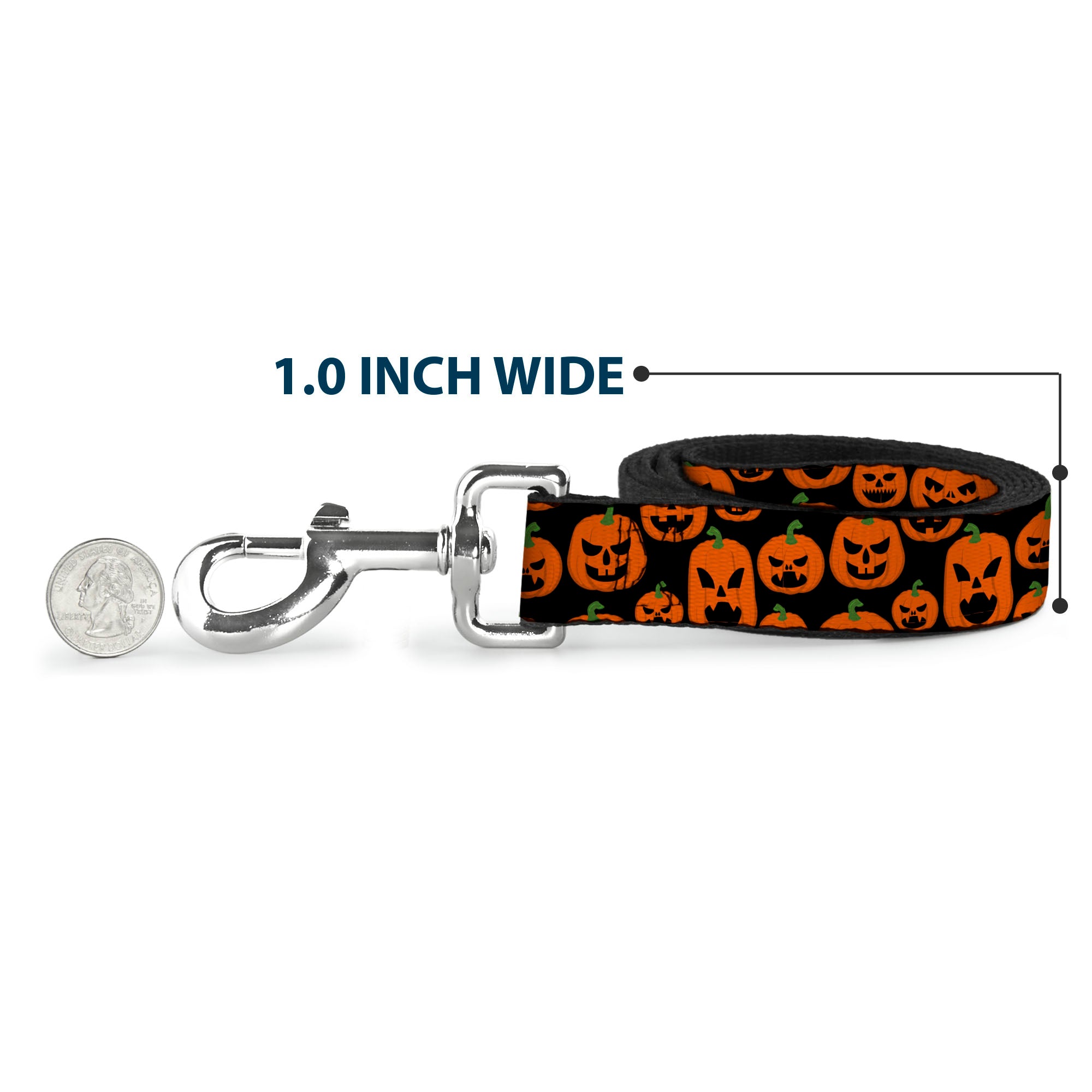 Dog Leash - Jack-o'-Lantern Pumpkin Expressions Black/Orange Dog Leashes Buckle-Down