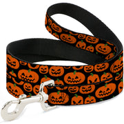 Dog Leash - Jack-o'-Lantern Pumpkin Expressions Black/Orange Dog Leashes Buckle-Down