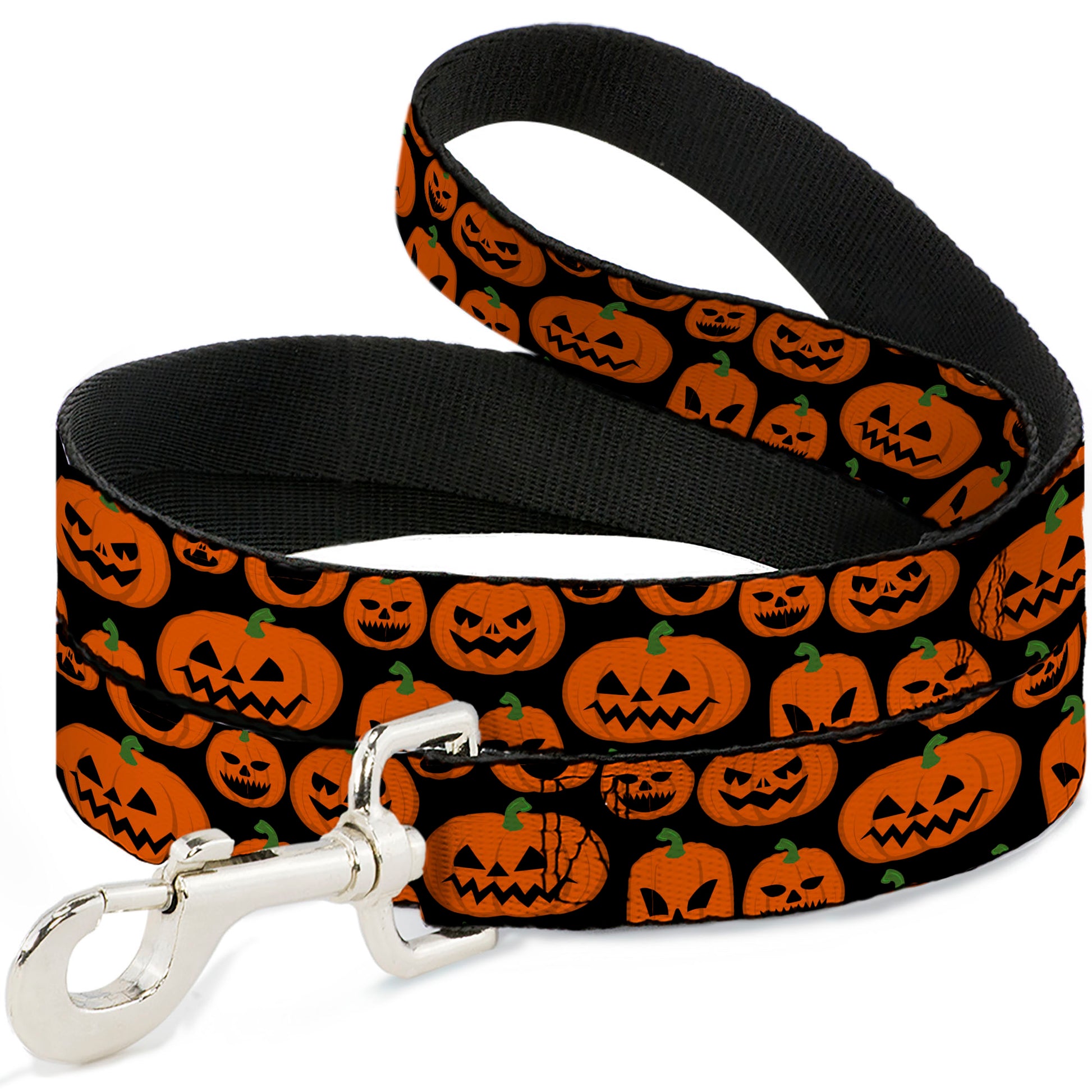 Dog Leash - Jack-o'-Lantern Pumpkin Expressions Black/Orange Dog Leashes Buckle-Down