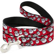 Dog Leash - Jolly Santa Claus Christmas Smiling Face Icon Red Dog Leashes Buckle-Down