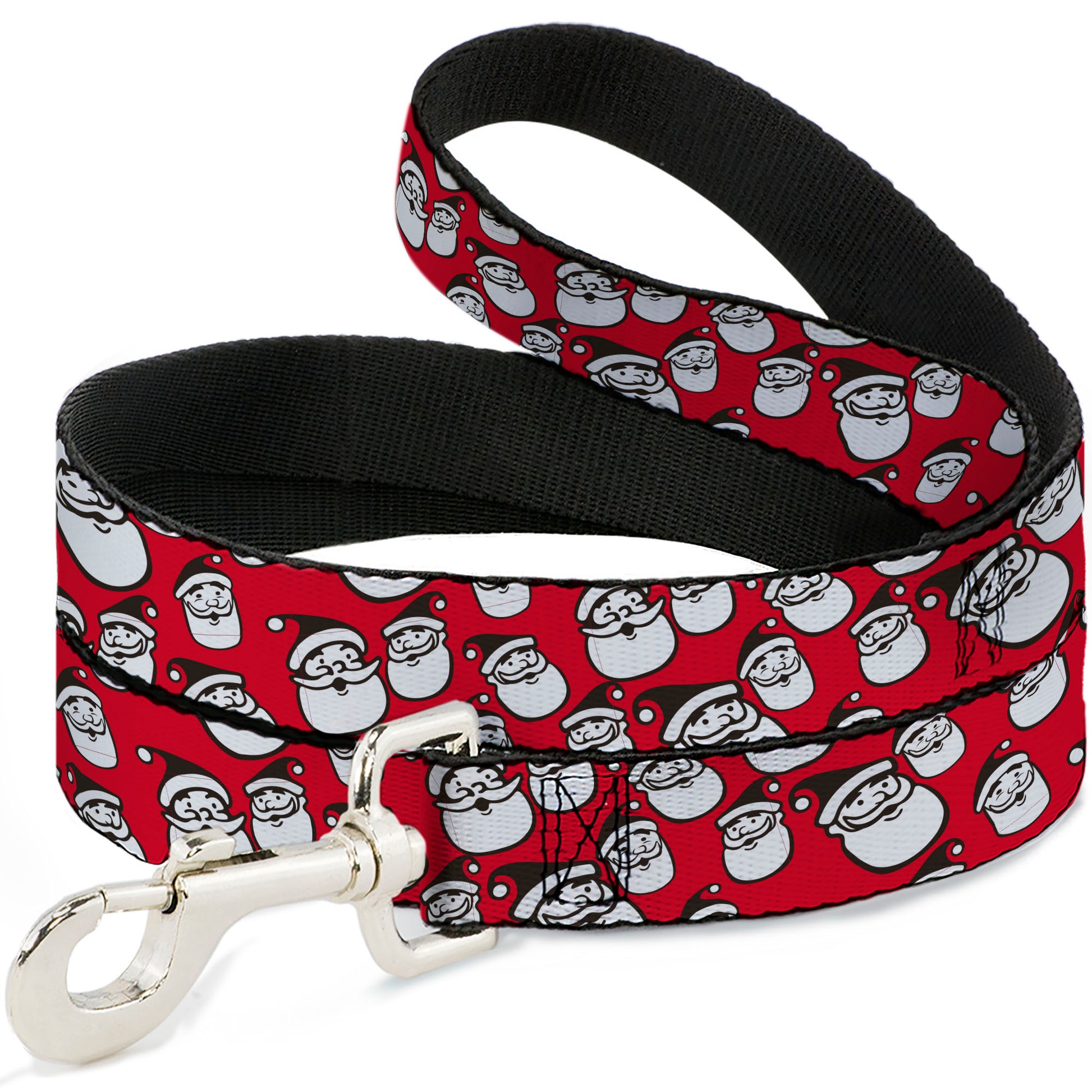 Dog Leash - Jolly Santa Claus Christmas Smiling Face Icon Red Dog Leashes Buckle-Down