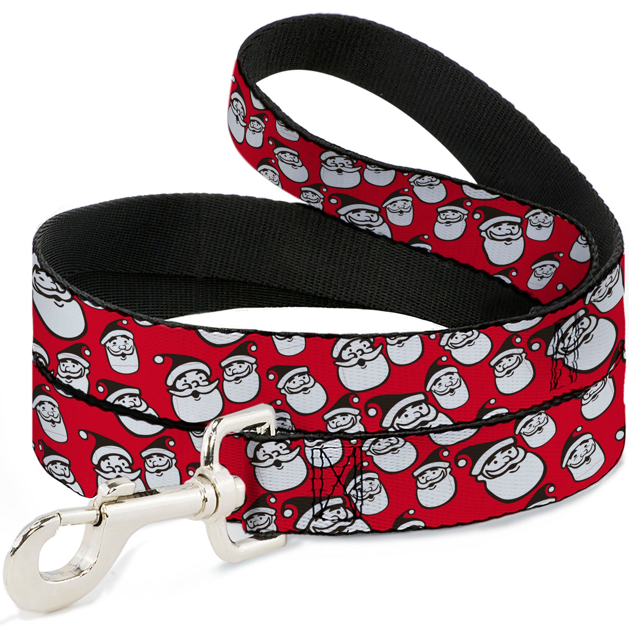 Dog Leash - Jolly Santa Claus Christmas Smiling Face Icon Red Dog Leashes Buckle-Down