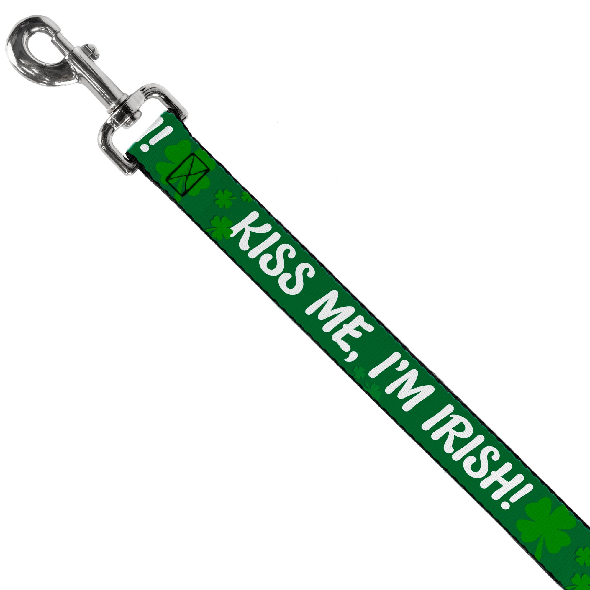 Dog Leash - KISS ME, I'M IRISH! Clovers Green/White Dog Leashes Buckle-Down