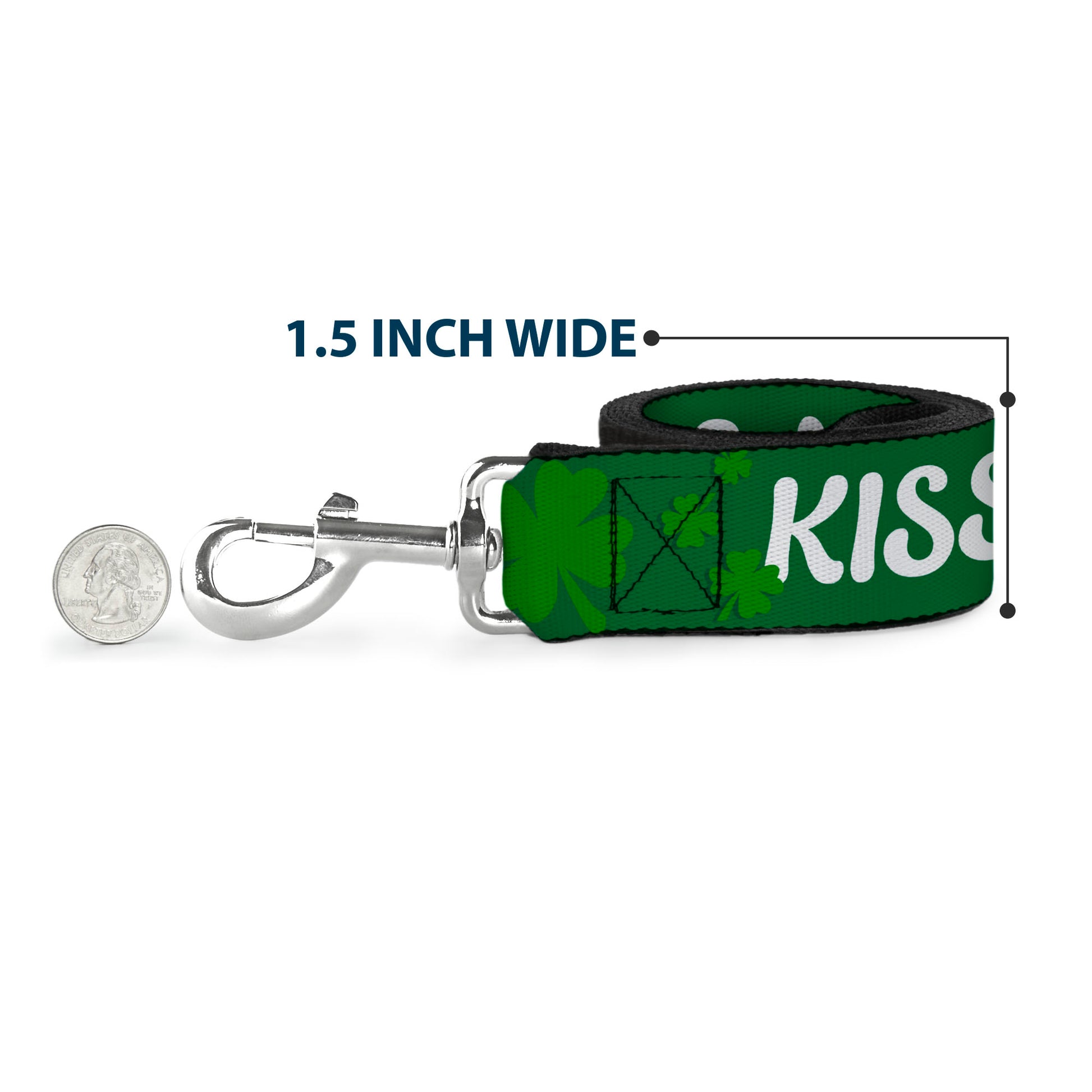 Dog Leash - KISS ME, I'M IRISH! Clovers Green/White Dog Leashes Buckle-Down