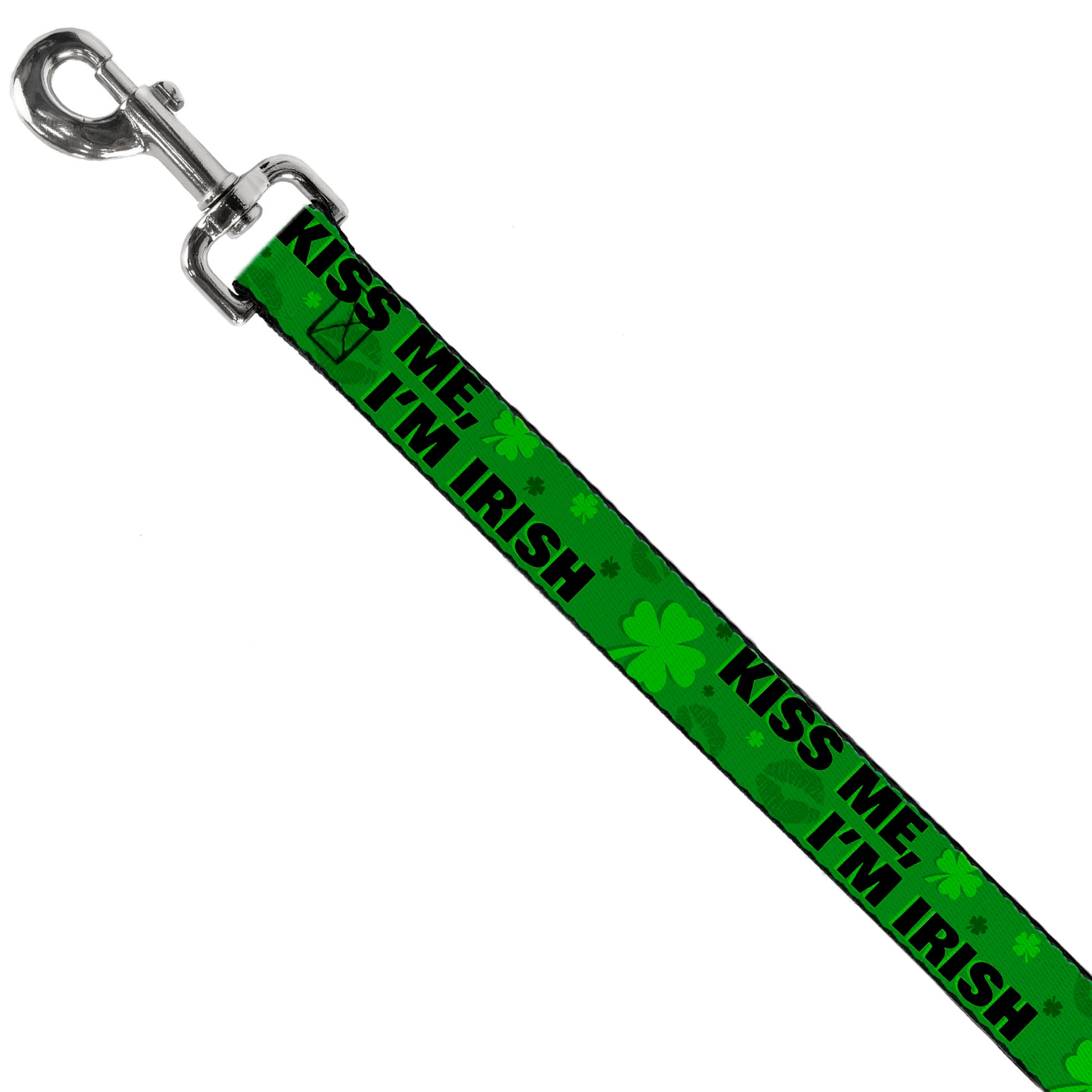 Dog Leash - KISS ME, I'M IRISH! Clovers/Kisses Greens/Black Dog Leashes Buckle-Down