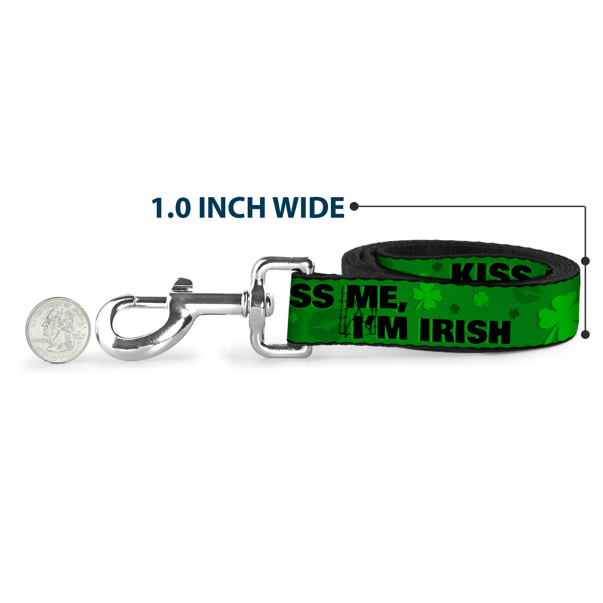 Dog Leash - KISS ME, I'M IRISH! Clovers/Kisses Greens/Black Dog Leashes Buckle-Down