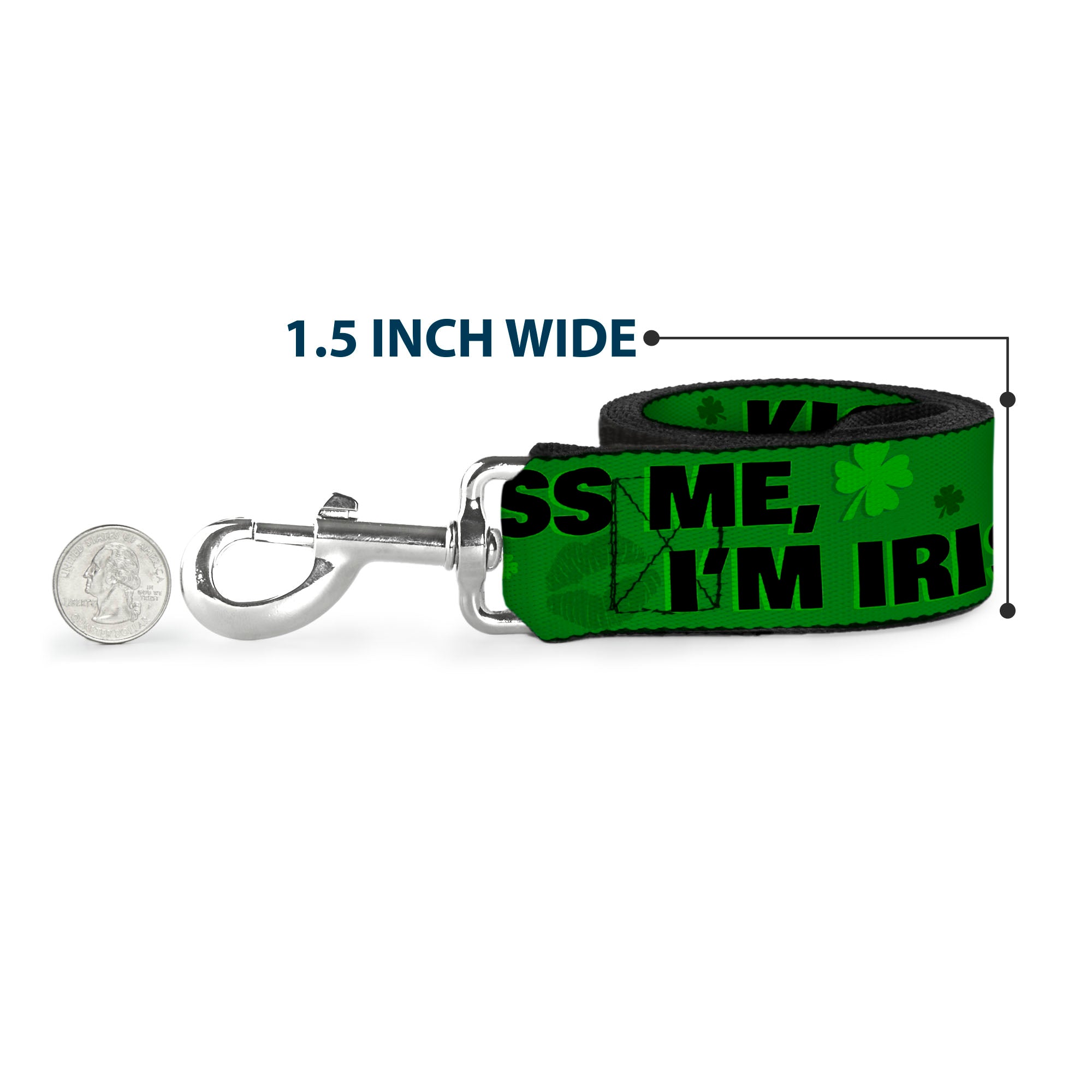 Dog Leash - KISS ME, I'M IRISH! Clovers/Kisses Greens/Black Dog Leashes Buckle-Down
