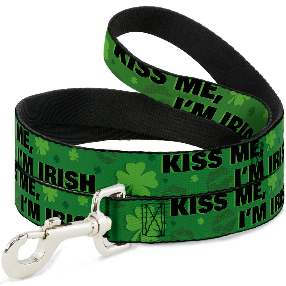 Dog Leash - KISS ME, I'M IRISH! Clovers/Kisses Greens/Black Dog Leashes Buckle-Down