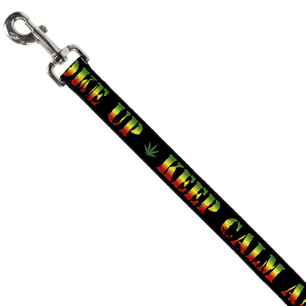 Buckle-Down Dog Leash - KEEP CALM AND SMOKE UP Black/Rasta Dog Leashes Buckle-Down