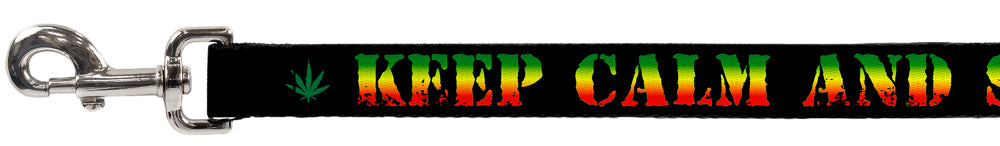 Buckle-Down Dog Leash - KEEP CALM AND SMOKE UP Black/Rasta Dog Leashes Buckle-Down