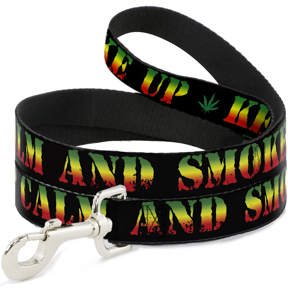 Buckle-Down Dog Leash - KEEP CALM AND SMOKE UP Black/Rasta Dog Leashes Buckle-Down
