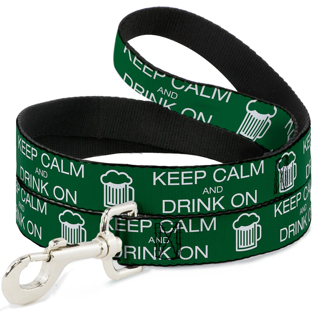 Buckle-Down Dog Leash - KEEP CALM AND DRINK ON/Beer Green/White Dog Leashes Buckle-Down