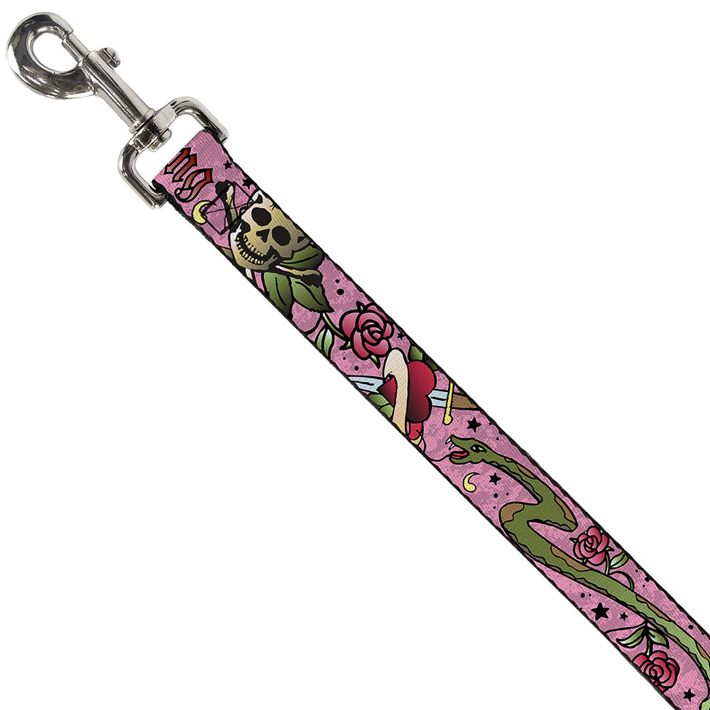 Dog Leash - Live Hard Die Young Pink Dog Leashes Buckle-Down