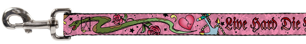 Dog Leash - Live Hard Die Young Pink Dog Leashes Buckle-Down