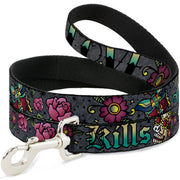 Dog Leash - Love Kills Gray Dog Leashes Buckle-Down