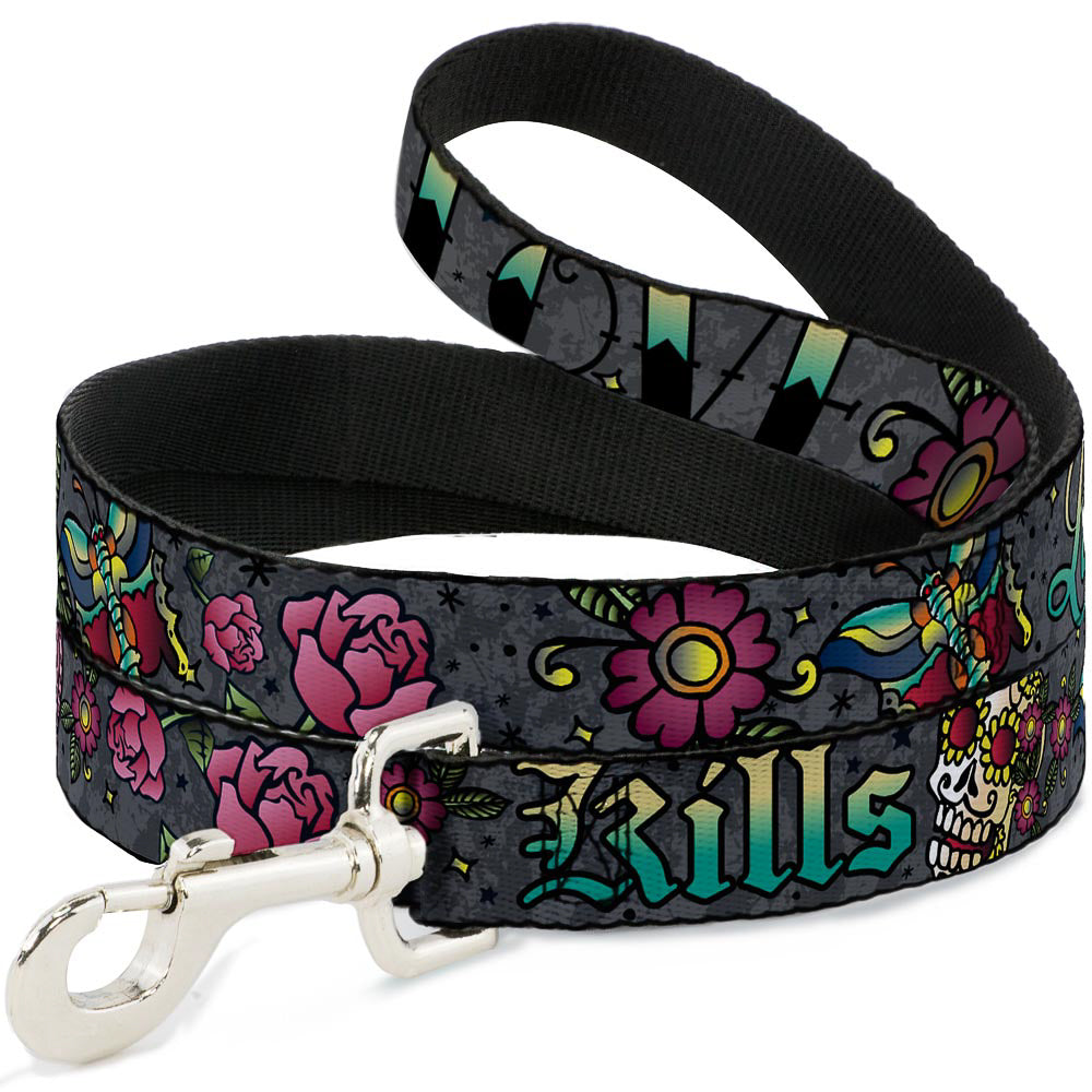 Dog Leash - Love Kills Gray Dog Leashes Buckle-Down