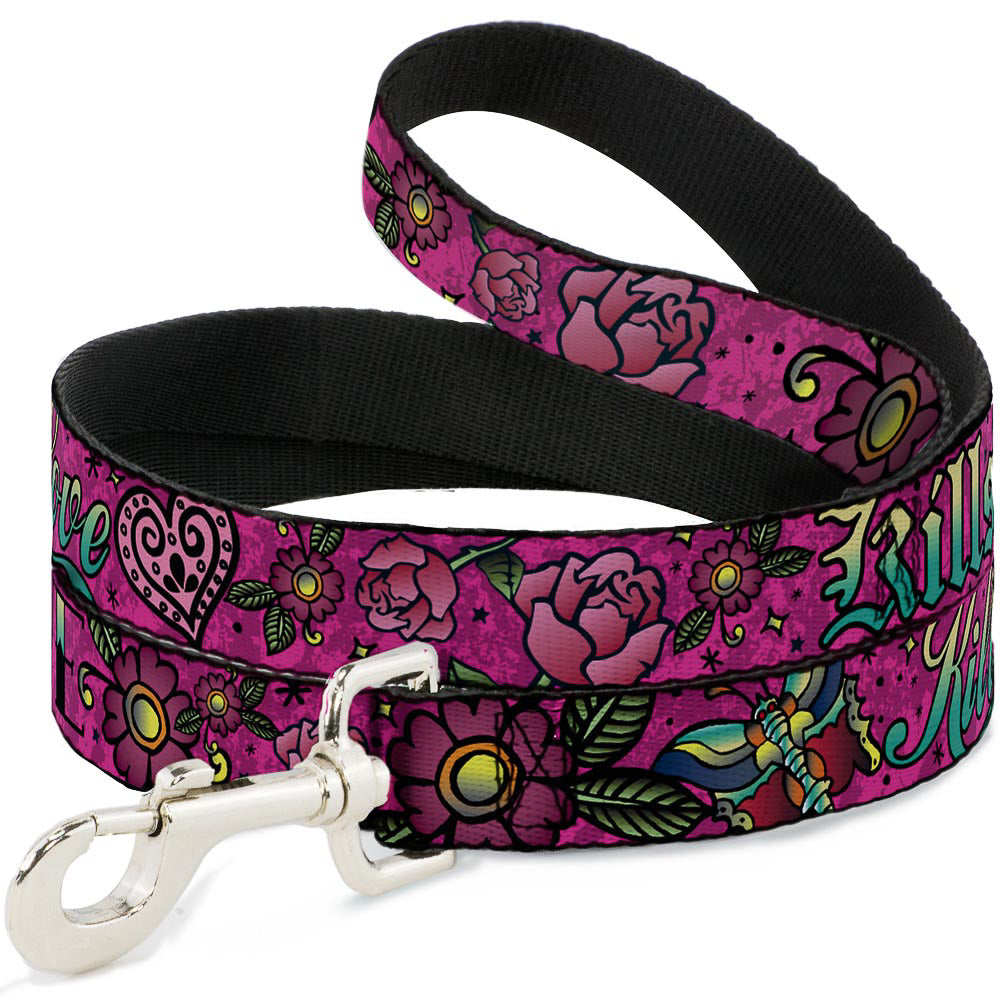 Dog Leash - Love Kills Pink Dog Leashes Buckle-Down