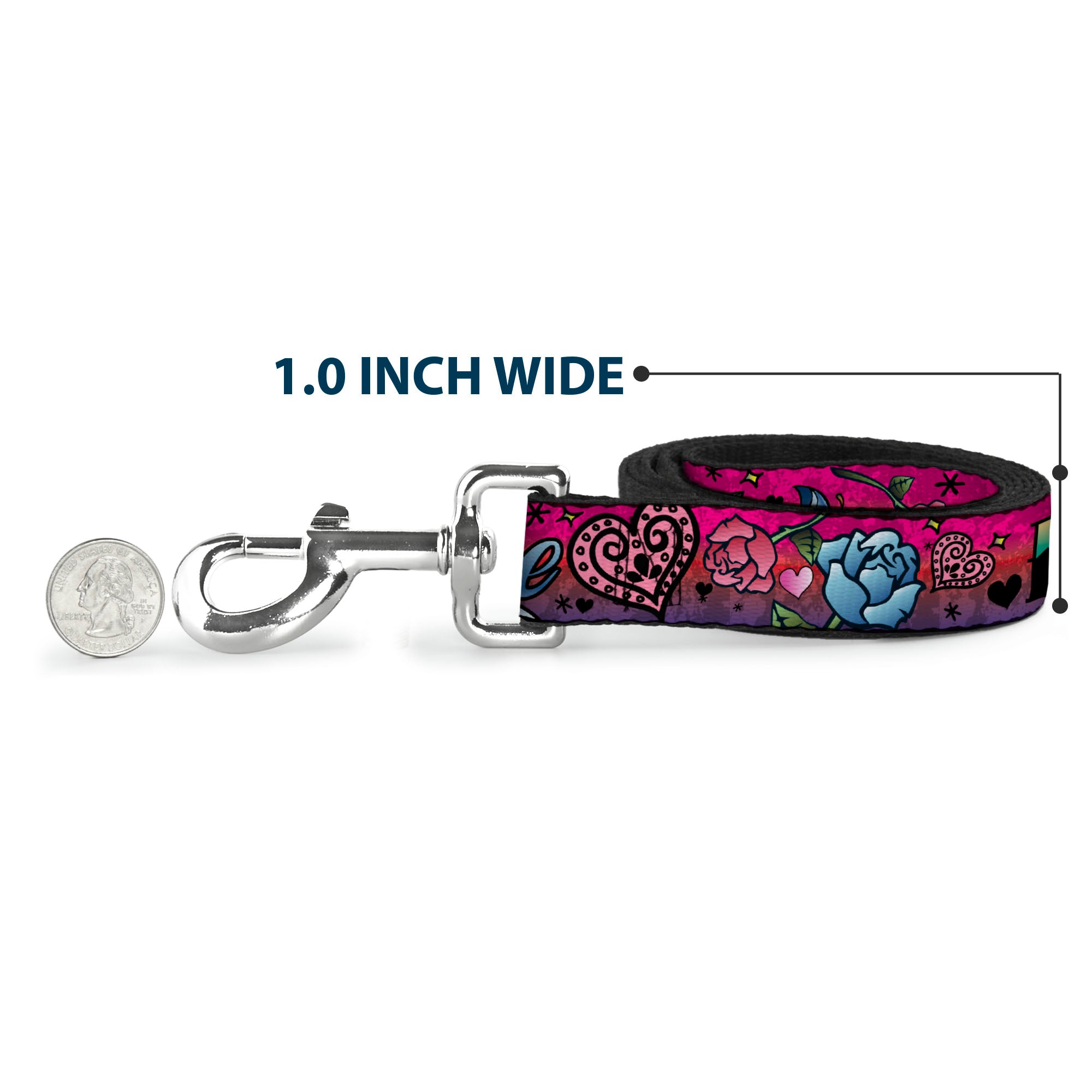 Dog Leash - Love Love Pink Dog Leashes Buckle-Down