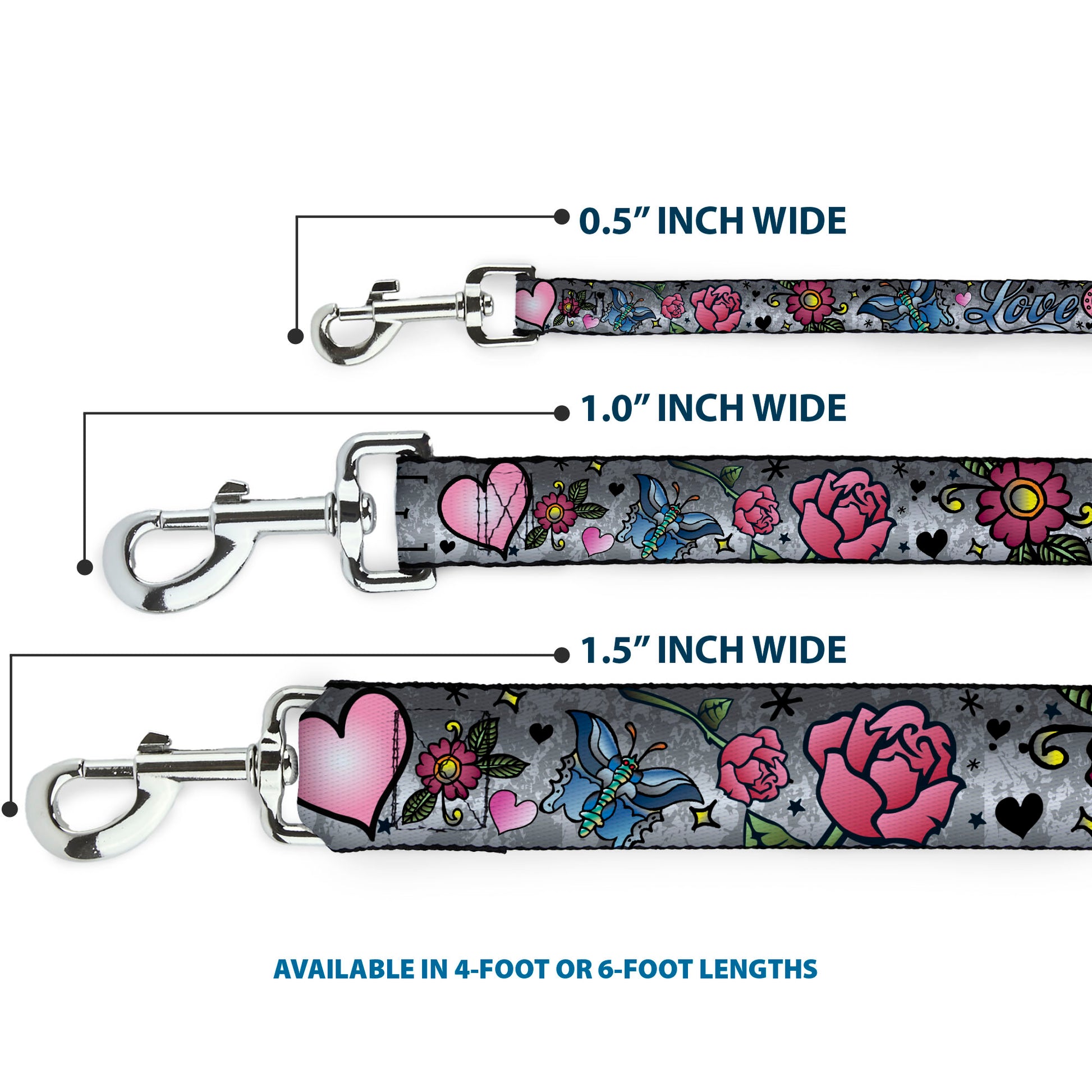 Dog Leash - Love Love Gray Dog Leashes Buckle-Down