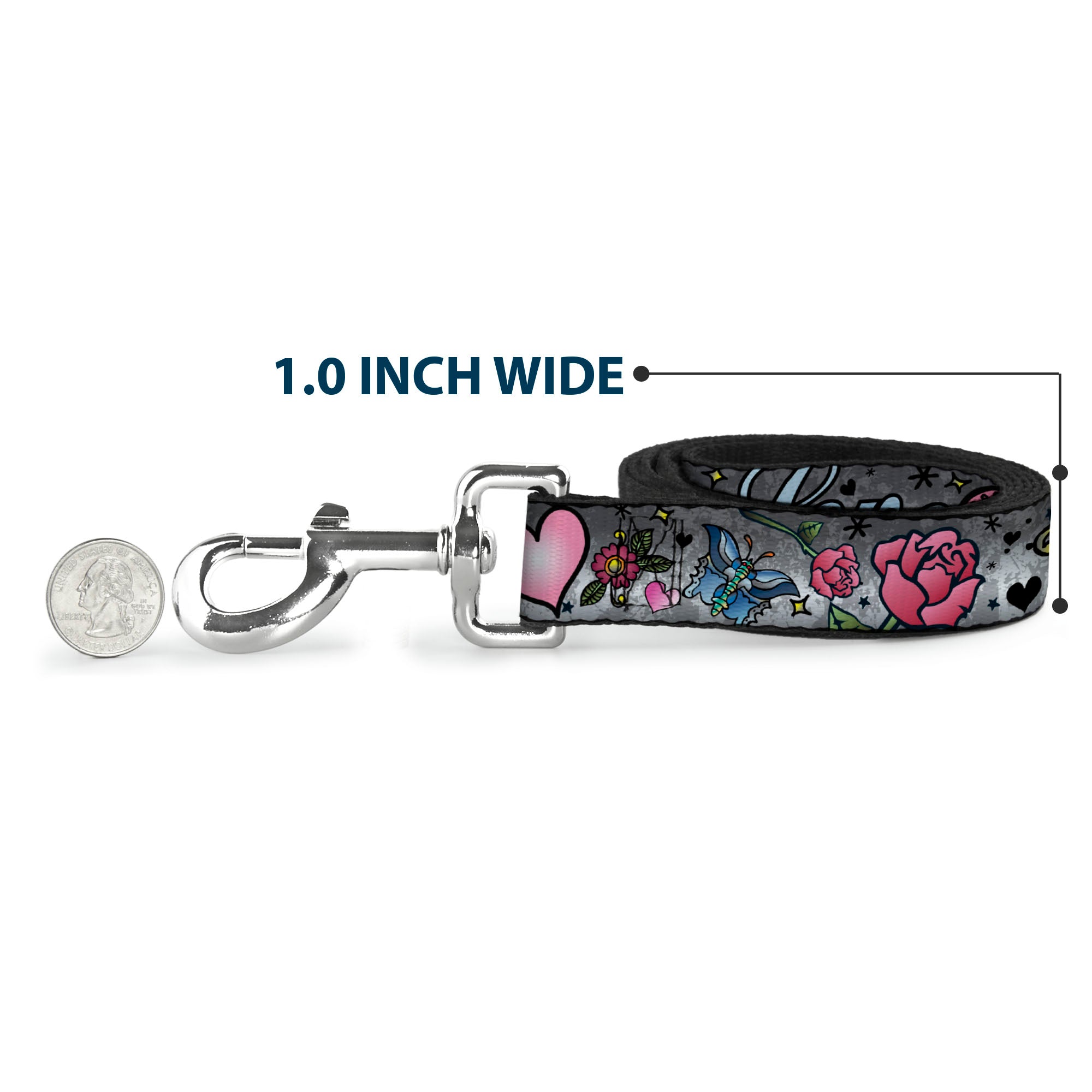 Dog Leash - Love Love Gray Dog Leashes Buckle-Down