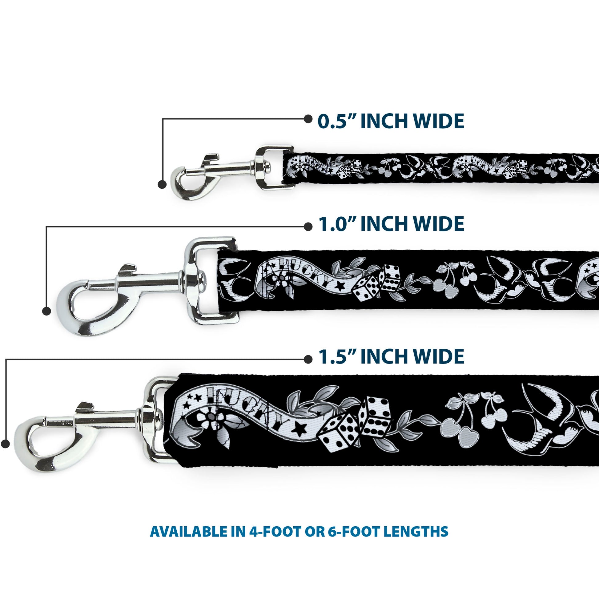 Dog Leash - Lucky Black/White Dog Leashes Buckle-Down