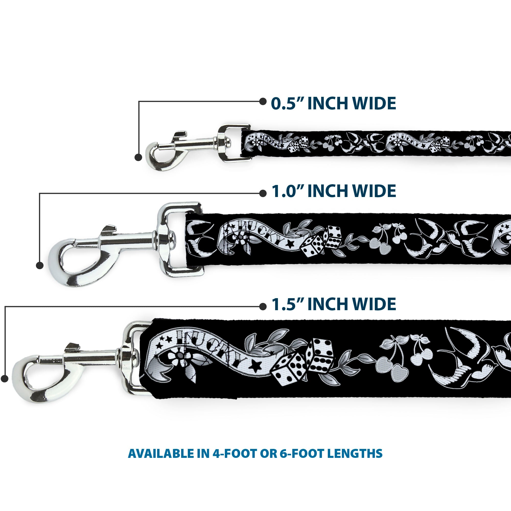Dog Leash - Lucky Black/White Dog Leashes Buckle-Down