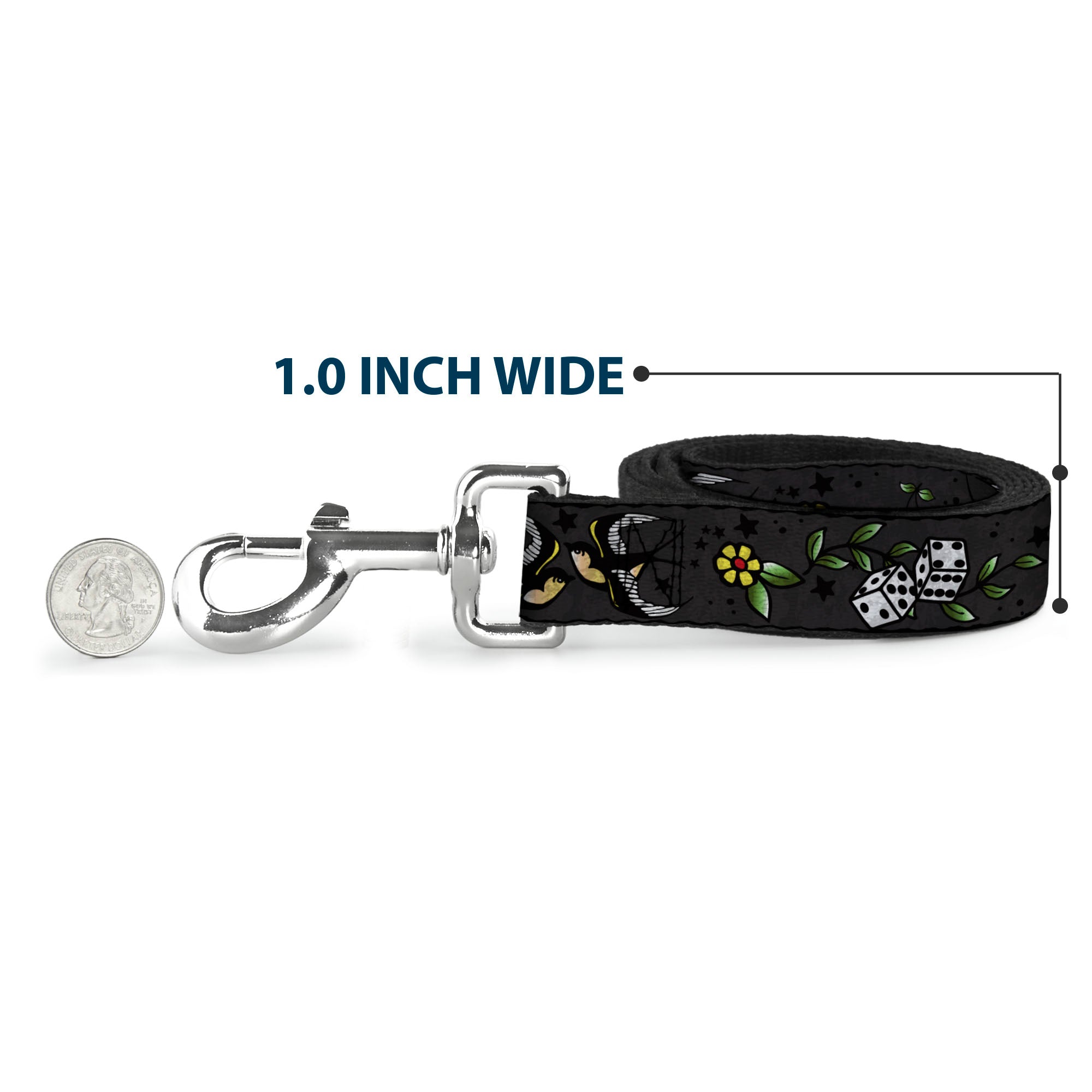 Dog Leash - Lucky CLOSE-UP Gray Dog Leashes Buckle-Down
