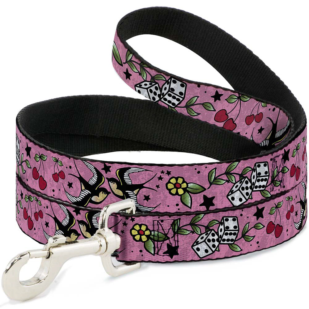 Dog Leash - Lucky CLOSE-UP Pink Dog Leashes Buckle-Down