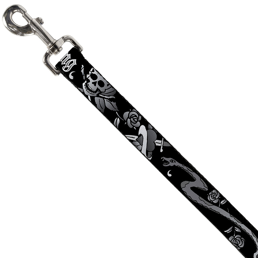 Dog Leash - Live Hard Die Young Black/White Dog Leashes Buckle-Down