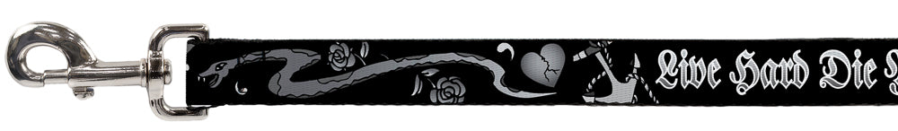 Dog Leash - Live Hard Die Young Black/White Dog Leashes Buckle-Down