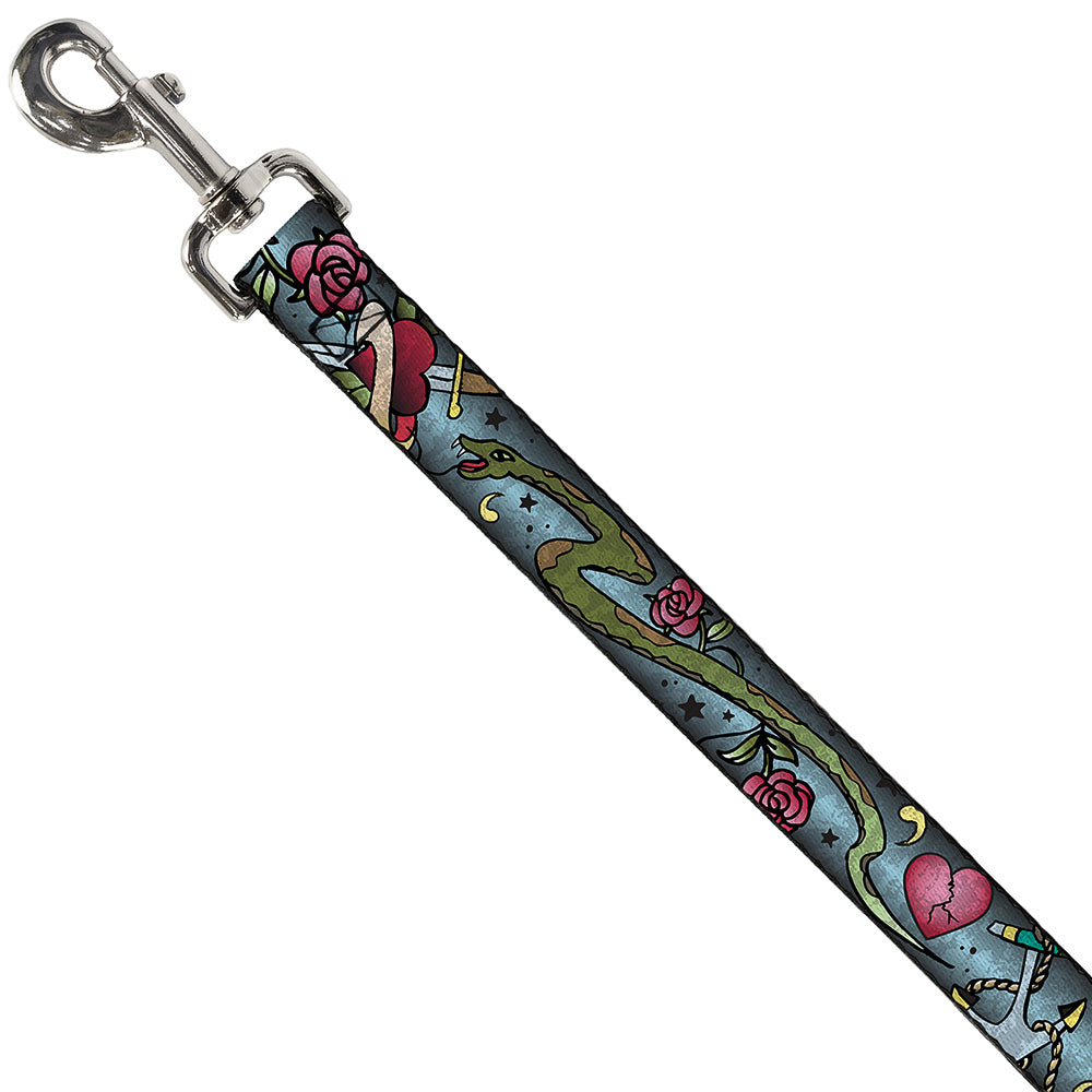Dog Leash - Live Hard Die Young CLOSE-UP Turquoise Dog Leashes Buckle-Down