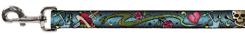 Dog Leash - Live Hard Die Young CLOSE-UP Turquoise Dog Leashes Buckle-Down