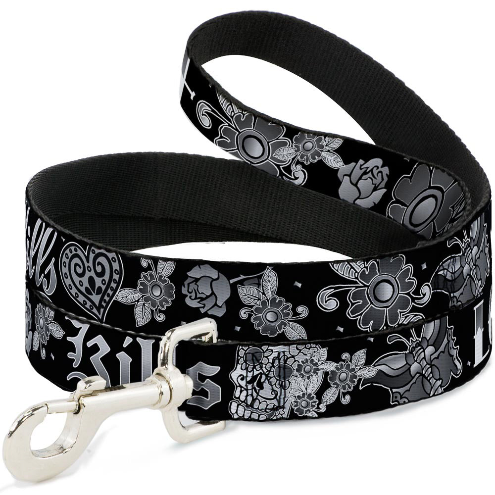 Dog Leash - Love Kills Black/White Dog Leashes Buckle-Down