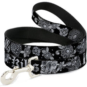 Dog Leash - Love Kills Black/White Dog Leashes Buckle-Down