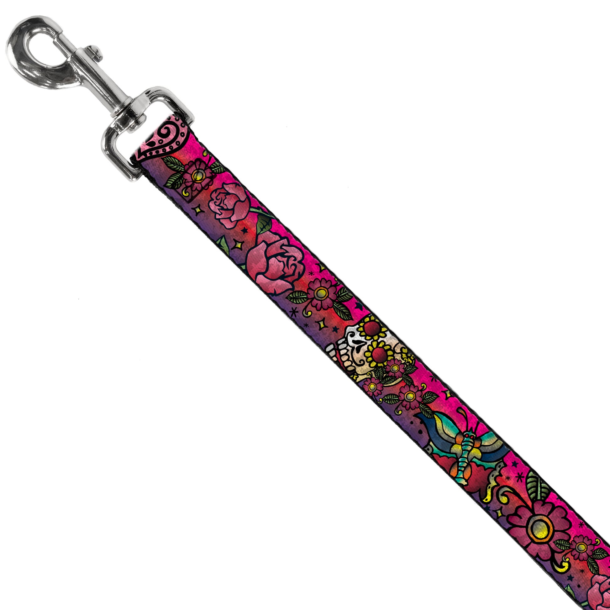 Dog Leash - Love Kills CLOSE-UP Pink Dog Leashes Buckle-Down